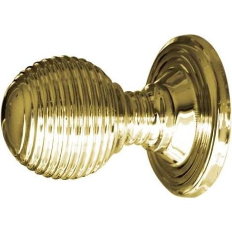 Gerillte Türgriffe – Türgriffe aus massivem Messing mit gerillter Oberfläche – Traditionelle runde Griffe für Schubladen und Möbel (poliertes Messing, 28 mm) (1/5)