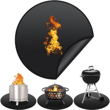 Round, Heat-Resistant Fireplace Mat for BBQ, Fireplace, Floor, Barbecue, Fire Pit, Lawn, and Camping, 50 cm (1/4)