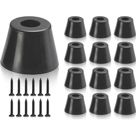 ZoeTekway Lot de 12 Pieds en Caoutchouc pour protéger Les chaises,tampons Ronds,tampons en Caoutchouc pour protéger l'humidité et Les Rayures du Sol,12 Pieds et 14 vis(Noir, 19 mm) (1/5)