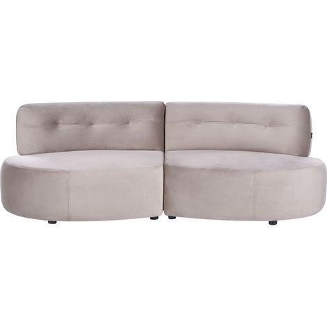 3 Seater Sofa Taupe Velvet Upholstery Curved Couch without Armrests Modern Living Room LAERDAL