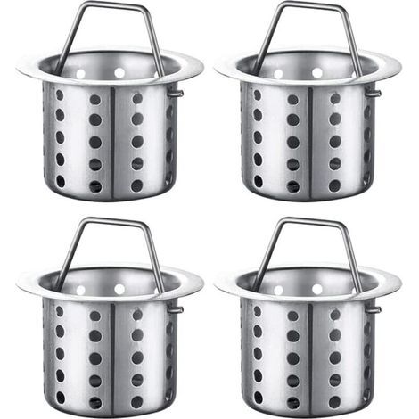 Colador de fregadero de cocina, juego de 4, cesta filtrante interceptora para fregadero de cocina, colador de fregadero, colador de desagüe (1/4)