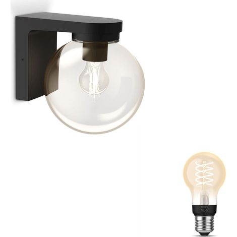 Philips Hue Ulio Aplique de pared exterior Down E27 (Negro) Luz blanca cálida - Hue White Filament (1/5)