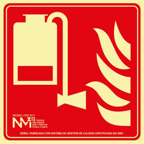 Señal de extinción de espuma portátil fotoluminiscente SEKURECO 420 x 420 mm CLASE B (PVC 0'7mm) (1/2)