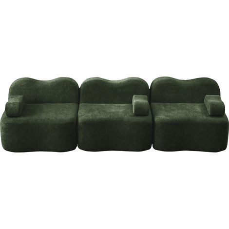 Divano modulare 3 posti in velluto verde senza struttura, 32D, 288 x 98 x 70 cm (1/5)