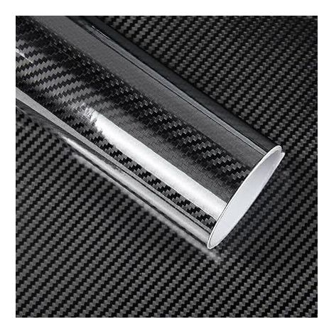 Film Covering Voiture, covering Carbone en Vinyle 150 x 30cm Noir, Fibre de Carbone Adhésif Imperméable , Film de Protection pour Voiture, Moto, Vélo (1/4)