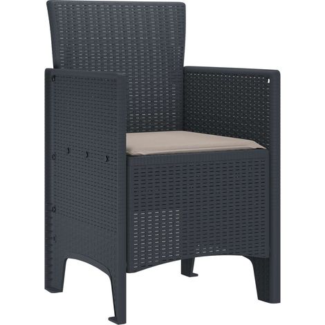 Chaise de jardin 4 lot de 2 Chaises d'extérieur Anthracite 53 x 49 x 85 cm Polypropylène (1/5)