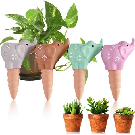 4 Arrosage Plante Interieur, Planter Terre Cuite Extérieur, Terre Cuite Dispositifs d'Arrosage Automatiques en Céramique pour (1/4)