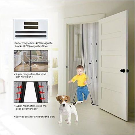 Moustiquaire coulissante - - 180x210 cm - Fermeture magnétique - Maillage ultra fin - Installation sans perçage (1/5)