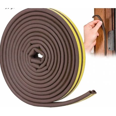 Joint porte, Joint Fenêtre pvc D Profil, Calfeutreur Les Porte et Fenêtres avec Forte Adhérence, Isoler du Bruit et Anti-intempéries, 6 Metres (1/5)