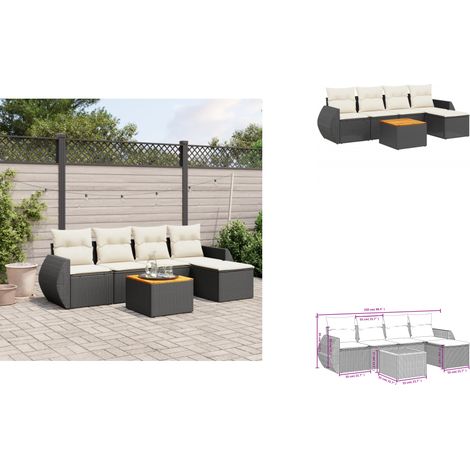 6-tlg. Garten-Sofagarnitur mit Kissen Schwarz Poly Rattan - Gartenmöbel Set - Outdoor Möbel - Rattan Gartenset - Lounge Set - Esstisch Set (1/3)