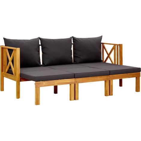 vidaXL Banco jardín 3 plazas con cojines madera maciza acacia 179 cm (1/5)
