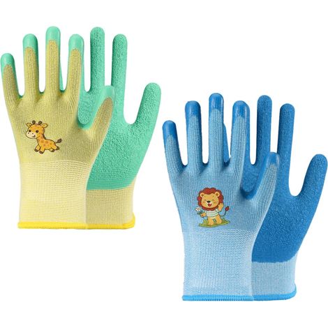 2 paires de gants jardinage enfants, kit jardinage enfant, latex naturel antidérapant, bricolage, extérieur, filles et garçons, confort et sécurité (pour 2-5 ans) (Multicolore) (1/5)
