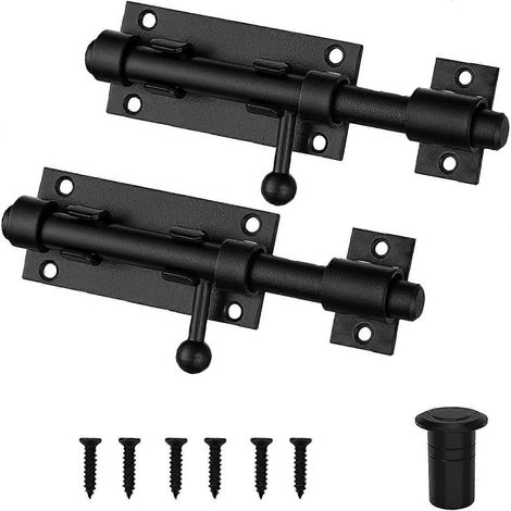 Verrou coulissant noir pour portail, verrou à barillet robuste de 12,7 cm (5 pouces) en acier inoxydable 304, fixation porte-sol avec trou pour cadenas, verrou pour porte-fenêtre intérieure (1/5)