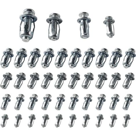 Molly Lot de 40 boulons d'ancrage creux pour cloison sèche, murs creux en plâtre, kit de vis (40 pièces en 4 tailles) (1/5)