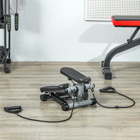 Kompakter Mini-Stepper für das Heimtraining mit Widerstandsbändern, LCD-Monitor und rutschfesten Pedalen (Grau) (1/5)
