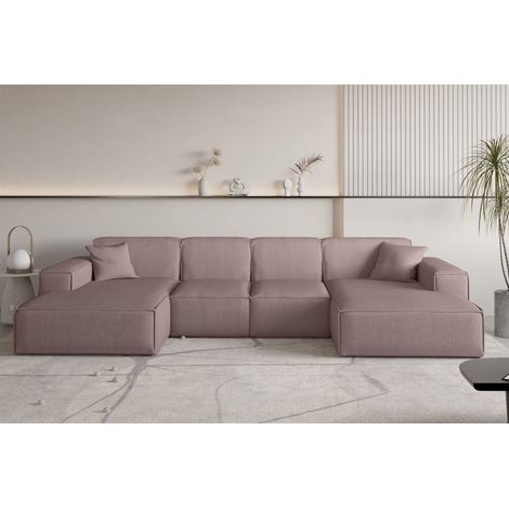 Wohnlandschaft Sofa U-Form CELES PREMIUM XS in Stoff Scala Lavendel (1/3)
