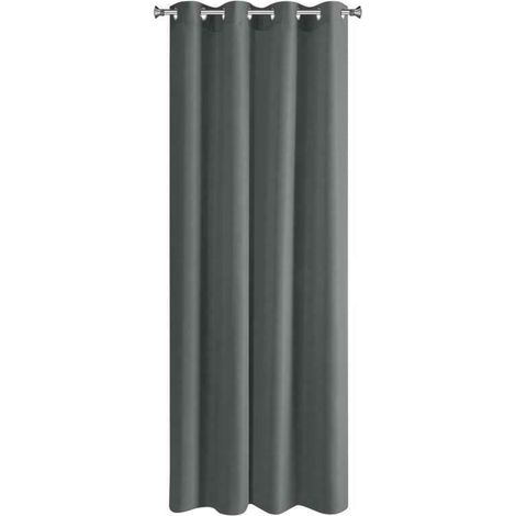 EUROFIRANY RIDEAU À 8 ½ILLETS UNI POUR CHAMBRE À COUCHER OU SALON, POLYESTER, GRAPHITE, 140X250CM (1/5)