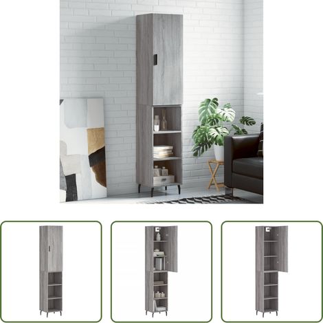 Holzwerkstoff - Highboard Grau Sonoma 34,5x34x180 cm Holzwerkstoff (1/5)