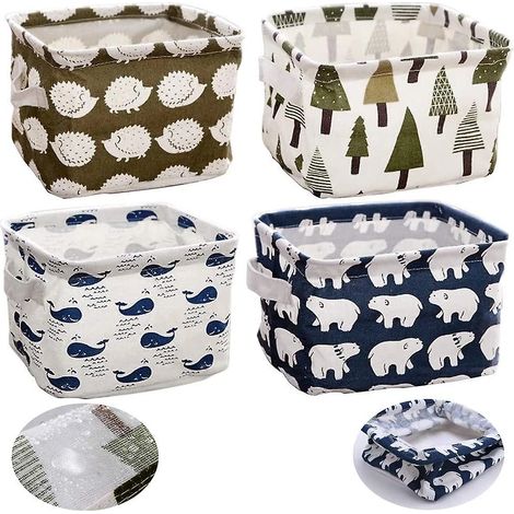 Paniers en tissu au design moderne et élégant (lot de 4), rangement de bureau, indéformables et stables même vides, pour la maison, le bureau et l'extérieur. (1/4)