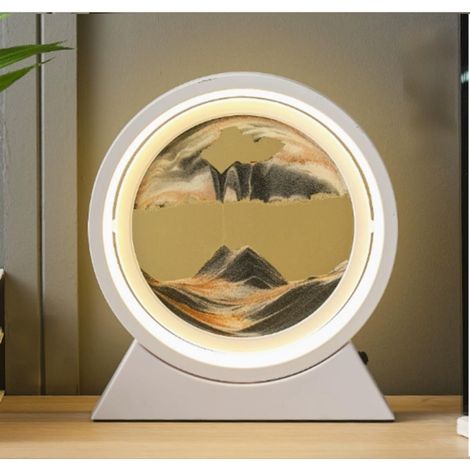 Lampada a LED con effetto sabbia mobile – Pittura di sabbia 3D con design girevole a 360°, lampada da tavolo decorativa per casa, ufficio, camera da letto e come regalo (nera) (1/5)