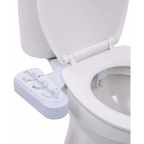 vidaXL Accessoire siège toilette et eau chaude et froide à double buse (1/5)