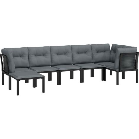 Mobili da giardino mobili da esterno set di mobili 7 pezzi in resina intrecciata nera e grigia 020017449