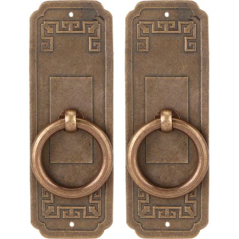 2 Poignées de tiroir style chinois pour meuble de cuisine en laiton antique, 10 cm (1/5)