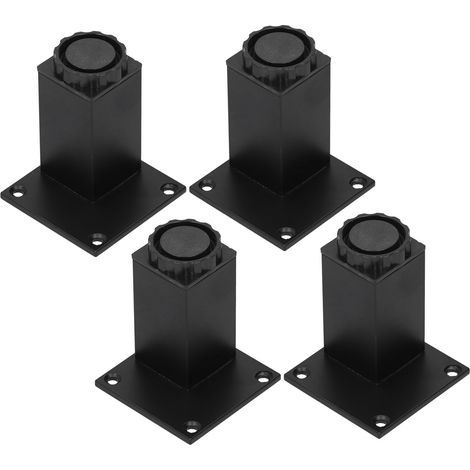 4 Pieds de Meuble Réglables en Hauteur, Support Carré en Alliage d'Aluminium pour Canapé ou Armoire (80mm) - Lot de 4 Pièces (1/5)