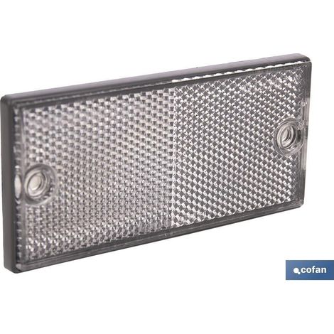 Catadióptrico rectangular blanco 106 x 50 mm con adhesivo para fácil instalación (1/4)