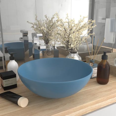 Lavabo de salle de bain Céramique Bleu clair Rond (1/5)