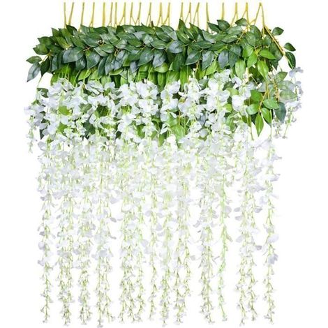 Guirlande artificielle - yolistar- Lot de 12 - Blanc - 110cm - Décoration mariage et fête (1/4)