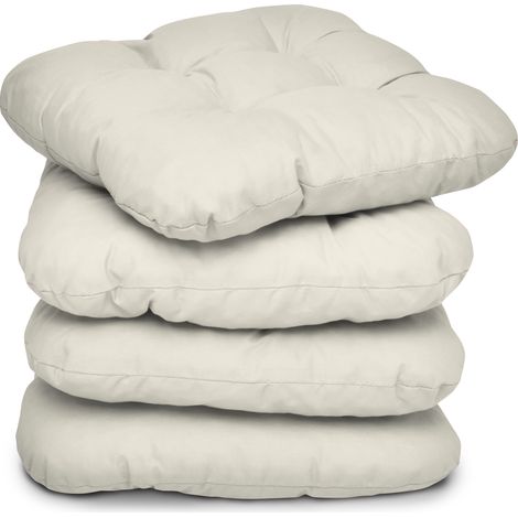 Beautissu Lisa Set di 4 Cuscini da Sedia - 40x40x8 cm - Cuscino di Seduta per sedie di Casa e Giardino, Imbottitura Comoda e Spessa Natura (1/5)