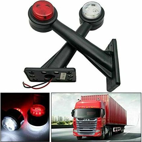 Lot de 2 feux de position latéraux à 8 LED pour remorque et camion - 12 V (blanc et rouge) (1/4)