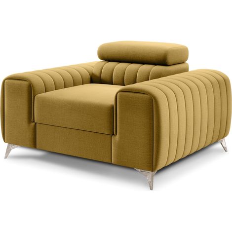 Fauteuil velours LOZA - Confort et design moderne-Jaune miel (1/5)