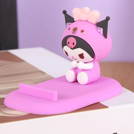 Support de téléphone 3D mignon avec personnage de dessin animé (1 pièce) - PVC, non étanche, idéal pour le bureau et la table de chevet, motif nœud rose, parfait pour (1/5)