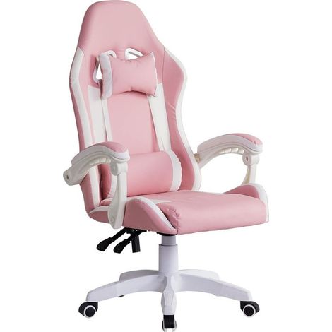 Gaming Chair Ergonomic Racing Office Chair Height Adjustable Mid-Back Computer Desk Chair with Headrest Armrest and Lumbar Support for Office and Home, Pink (1/5)