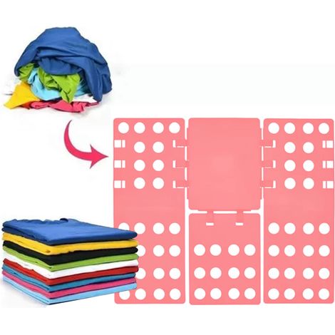 Planche à plier les t-shirts rose, pratique et stable, pour un gain de temps et un confort optimal. (1/5)