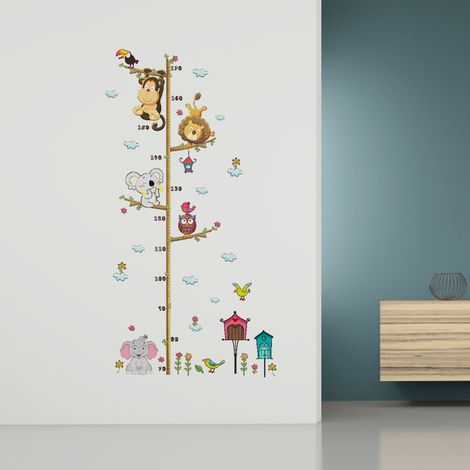 Wandaufkleber in Kindergröße, niedliches Elefanten- und Löwenmotiv, Vinyl, Babyzimmerdekoration, selbstklebende Wachstumstabelle (1/5)