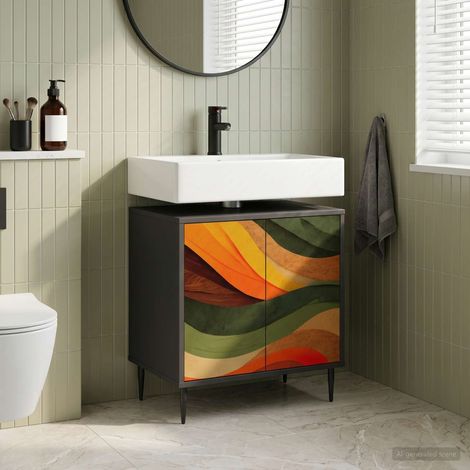 vidaXL Mobile da Bagno BONN Rovere Nero 60 x 40 x 61 cm (1/5)