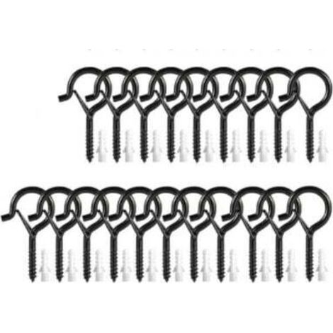 Paquete de 20 ganchos de rosca, negros, 4 mm x 55 mm -Crezuo