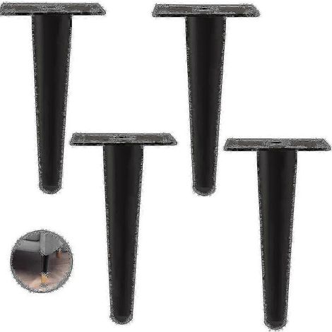 Un ensemble de quatre pieds de meubles : pieds droits de canapé, pieds de table, pieds d'armoire et pieds de table de chevet en métal (15 cm noir et or). (1/5)