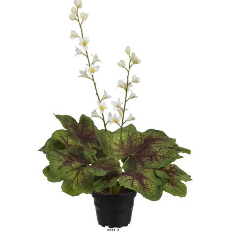 Heuchères fleuries artificielles en pot, H 45 cm D 27 cm Crème - couleur: Crème (1/3)