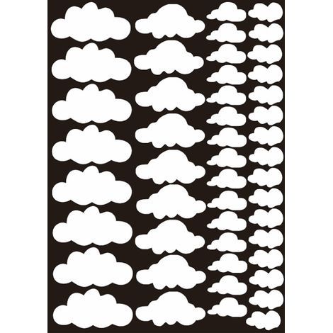 Wolken-Wandtattoo – Abnehmbares PVC – Für Kinderzimmer, Wohnzimmer, Küche, Büro – 48 Stück, Weiß (1/5)