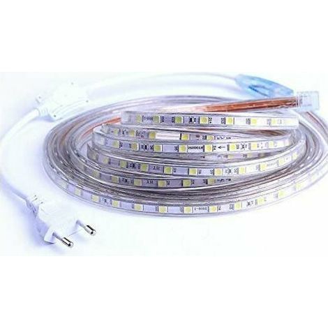 Ruban LED 2 m 220V 5050 IP65 étanche, bande lumineuse LED blanc chaud pour intérieur et extérieur (1/5)