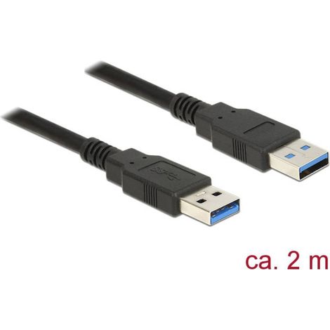 Delock Câble USB USB 3.2 Gen1 USB-A mâle, USB-A mâle 2.00 m noir contacts dorés 85062