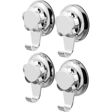 - Set de 4 Crochets  Bath, Taille L, Chrome, Ultra-faciles à Installer sans Outils