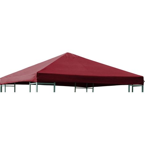 Ersatzdach für Metall- und Alupavillon 3x3 Meter bordeauxrot, wasserdicht PVC-beschichtet (1/2)