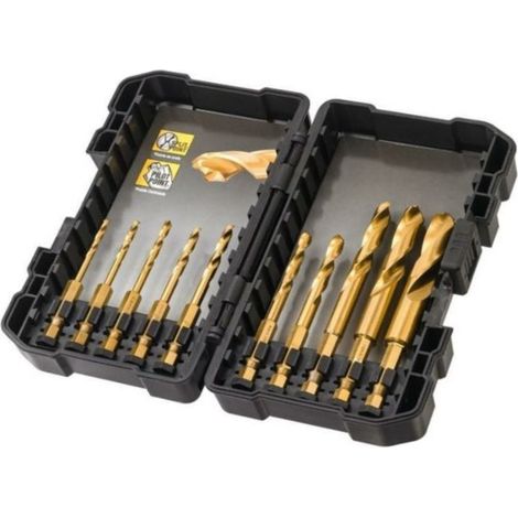 Dewalt – Foret à métaux HSS titane – Coffret de 10 forets Ø 3-3,2-3,5-4-4,5-5-6-8-11-12 mm – DT50050 – Pénétration optimale et résistance à l'usure