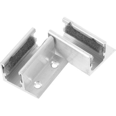 lot de 2 guide de sol pour porte en verre, argenté (1/5)
