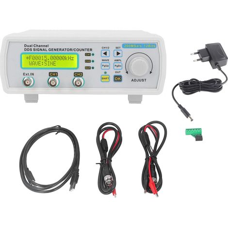 Générateur de signaux DDS 20MHz double canal, onde arbitraire, compteur de fréquence, alimentation 5V DC, prise UE 100-240V (1/5)